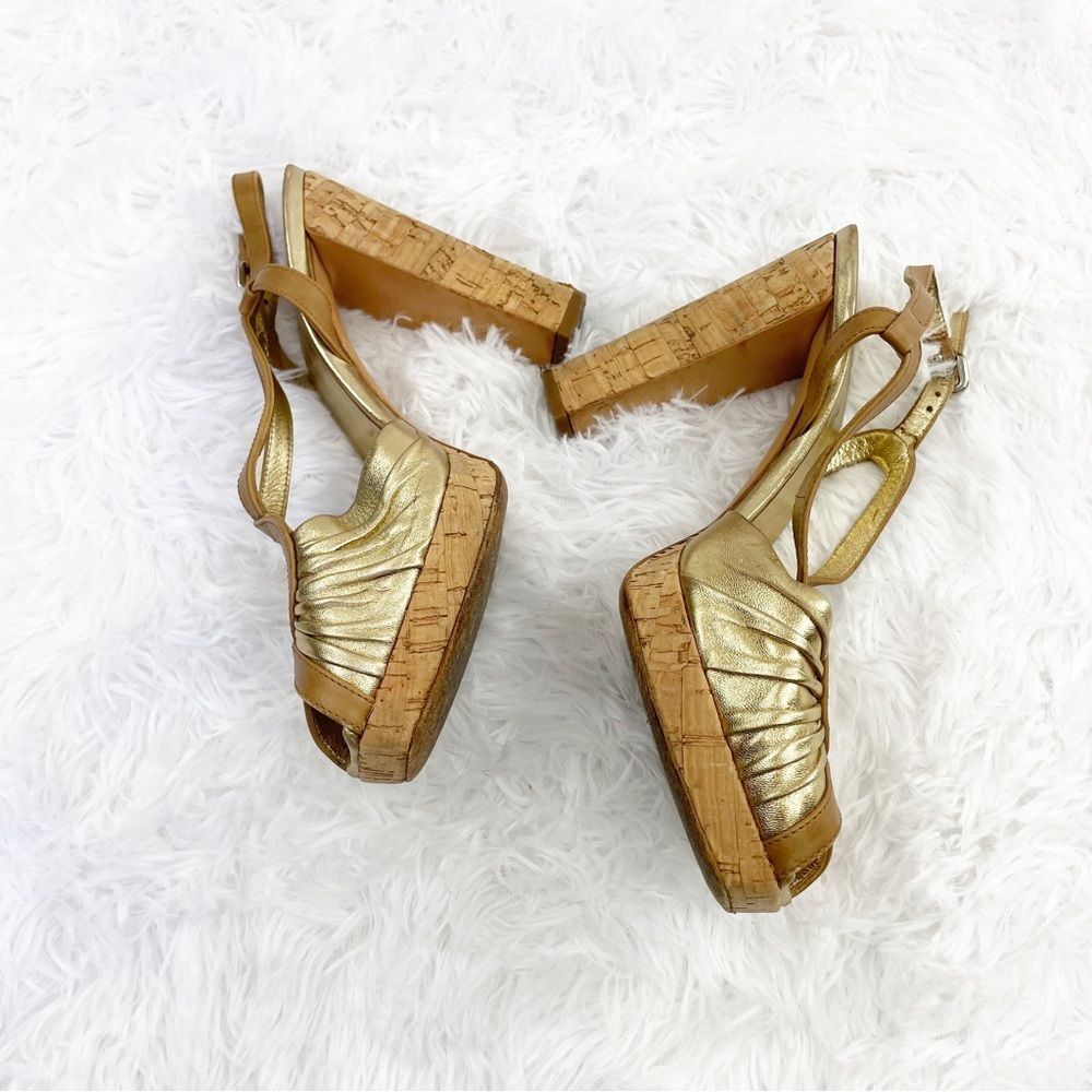 Prada Metallic Gold Leather Platform Sandals - Picture 5 of 10